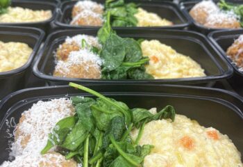 Parmesan Turkey Meatballs with Italian Wedding Risotto