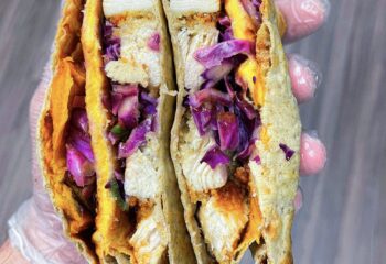 Buffalo BBQ Chicken Cheddar Sweet Potato Sandwich Pocket