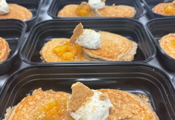 Peach Cobbler Protein Pancakes